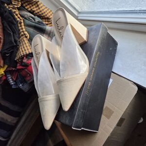 Lulu's Beige and Clear Mules